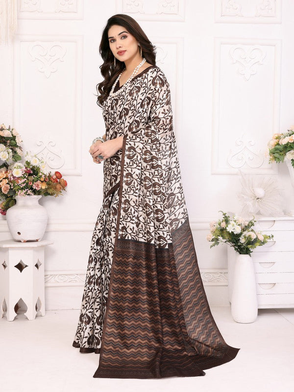 Amazing Brown Color Khadi Fabric Casual Saree