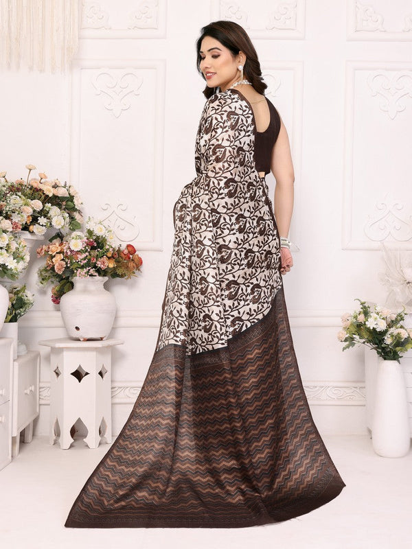 Amazing Brown Color Khadi Fabric Casual Saree