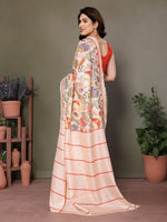Amazing Cream Color Khadi Fabric Casual Saree