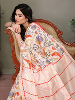 Amazing Cream Color Khadi Fabric Casual Saree