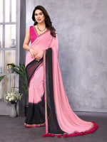 Amazing Pink Color Georgette Fabric Casual Saree