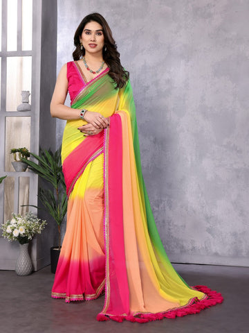 Amazing Multi Color Georgette Fabric Casual Saree