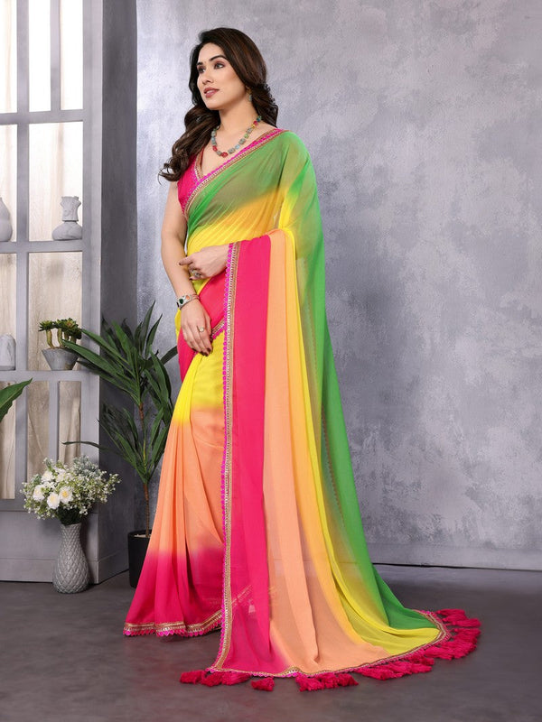 Amazing Multi Color Georgette Fabric Casual Saree