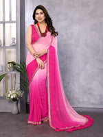 Amazing Pink Color Georgette Fabric Casual Saree