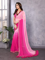 Amazing Pink Color Georgette Fabric Casual Saree