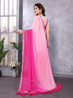 Amazing Pink Color Georgette Fabric Casual Saree