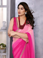 Amazing Pink Color Georgette Fabric Casual Saree