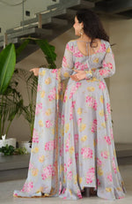 Striking Grey Color Georgette Fabric Gown