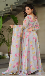 Striking Grey Color Georgette Fabric Gown