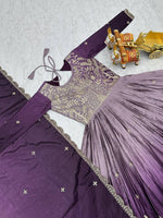 Beautiful Purple Color Chinon Fabric Gown