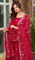 Beautiful Magenta Color Vichitra  Fabric Gown