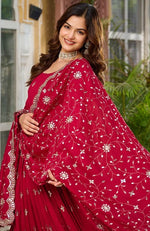 Beautiful Magenta Color Vichitra  Fabric Gown