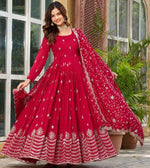 Beautiful Magenta Color Vichitra  Fabric Gown