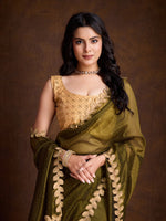 Lovely Green Color Twill Fabric Partywear Saree