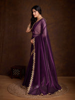 Lovely Purple Color Twill Fabric Partywear Saree