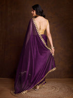 Lovely Purple Color Twill Fabric Partywear Saree