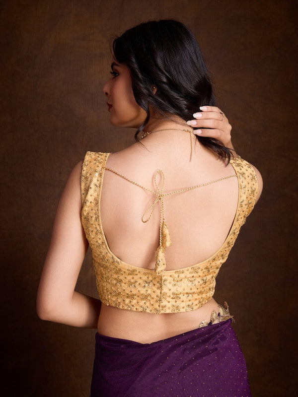 Lovely Purple Color Twill Fabric Partywear Saree