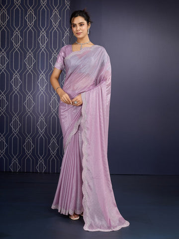 Beautiful Purple Color Georgette Fabric Designer Saree