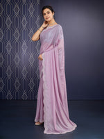 Beautiful Purple Color Georgette Fabric Designer Saree