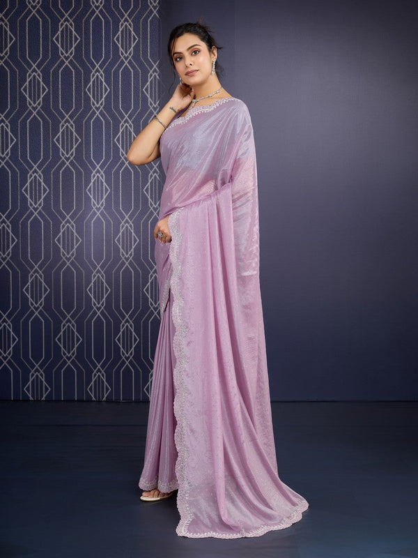 Beautiful Purple Color Georgette Fabric Designer Saree