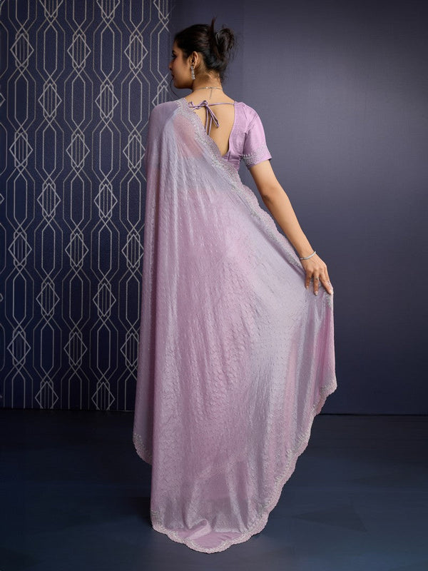 Beautiful Purple Color Georgette Fabric Designer Saree