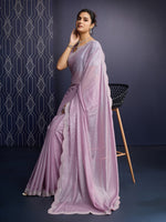 Beautiful Purple Color Georgette Fabric Designer Saree