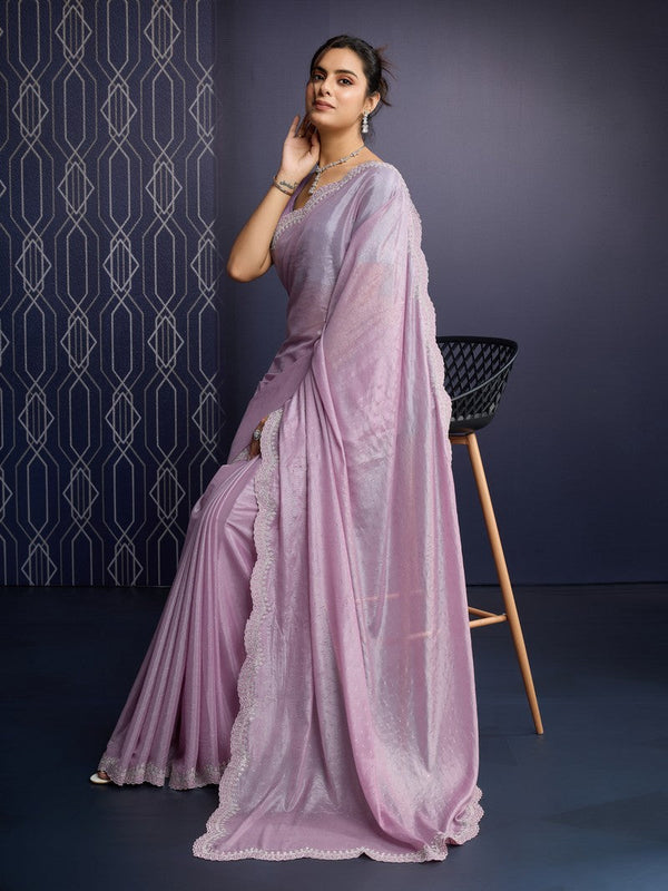 Beautiful Purple Color Georgette Fabric Designer Saree