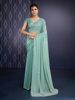 Beautiful Green Color Georgette Fabric Designer Saree
