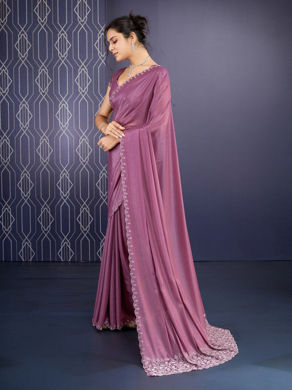 Beautiful Purple Color Georgette Fabric Designer Saree