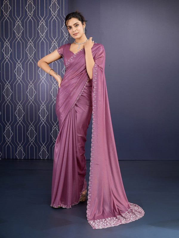 Beautiful Purple Color Georgette Fabric Designer Saree