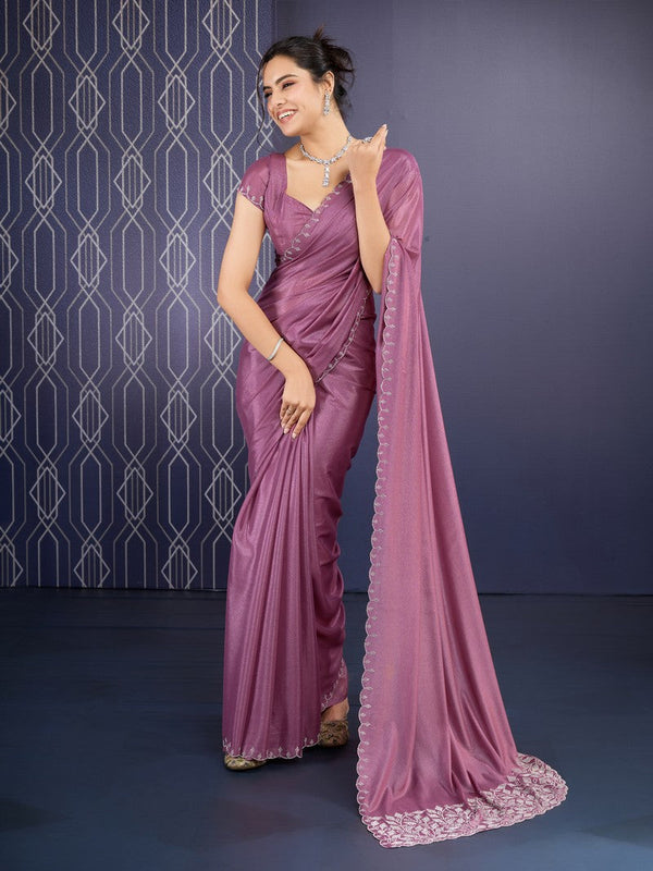 Beautiful Purple Color Georgette Fabric Designer Saree
