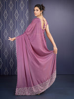 Beautiful Purple Color Georgette Fabric Designer Saree