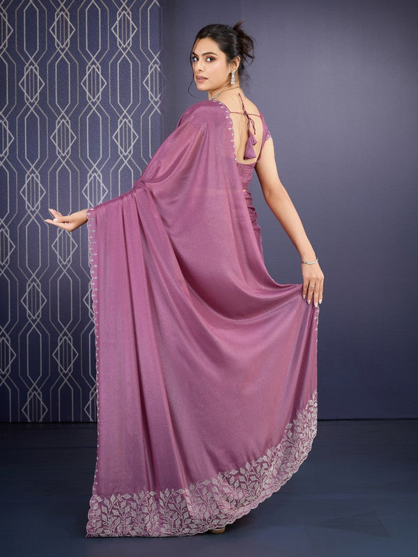 Beautiful Purple Color Georgette Fabric Designer Saree
