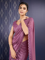 Beautiful Purple Color Georgette Fabric Designer Saree