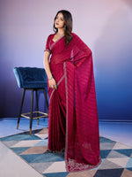 Amazing Maroon Color Chiffon Fabric Designer Saree
