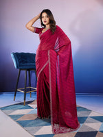 Amazing Maroon Color Chiffon Fabric Designer Saree