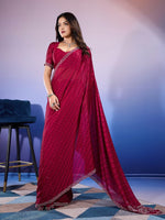 Amazing Maroon Color Chiffon Fabric Designer Saree