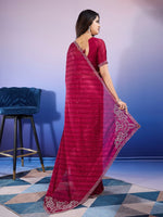 Amazing Maroon Color Chiffon Fabric Designer Saree