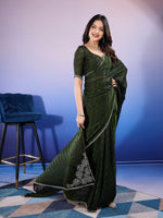 Amazing Green Color Chiffon Fabric Designer Saree
