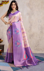 Amazing Purple Color Banarasi Fabric Casual Saree