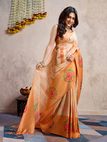 Amazing Orange Color Banarasi Fabric Casual Saree