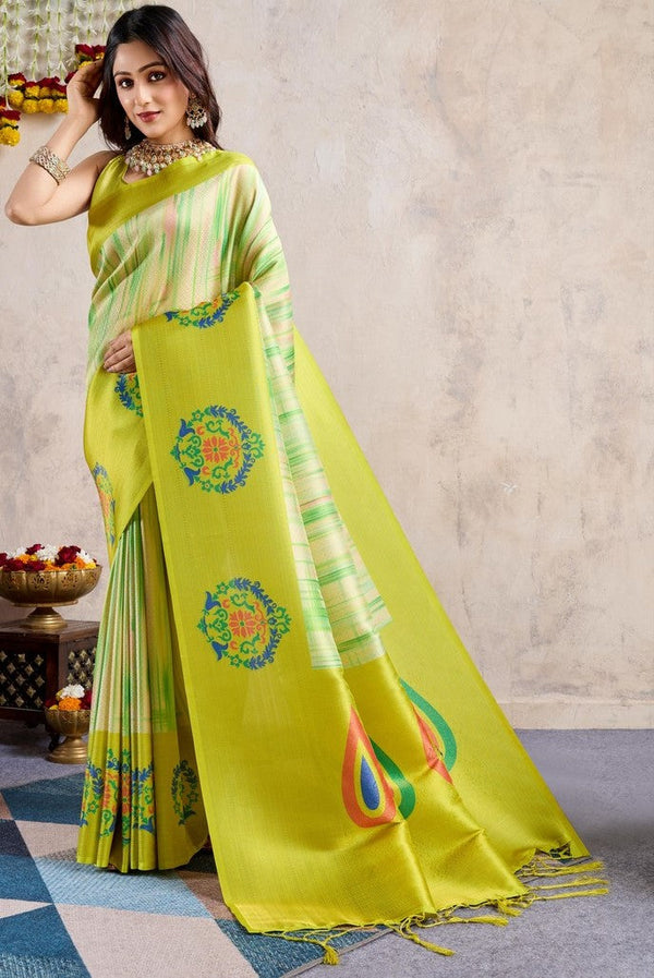 Amazing Green Color Banarasi Fabric Casual Saree