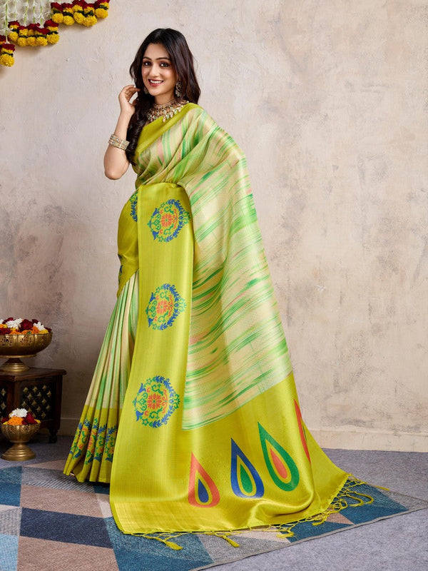Amazing Green Color Banarasi Fabric Casual Saree