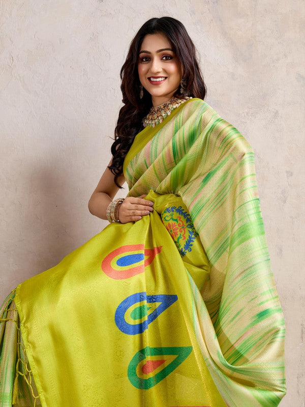 Amazing Green Color Banarasi Fabric Casual Saree