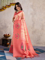 Amazing Peach Color Banarasi Fabric Casual Saree