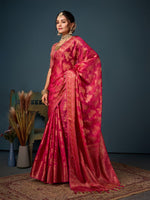 Lovely Pink Color Organza Fabric Partywear Saree