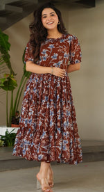 Amazing Brown Color Georgette Fabric Gown