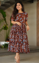 Amazing Brown Color Georgette Fabric Gown