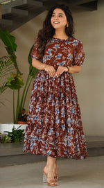 Amazing Brown Color Georgette Fabric Gown