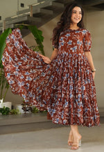 Amazing Brown Color Georgette Fabric Gown